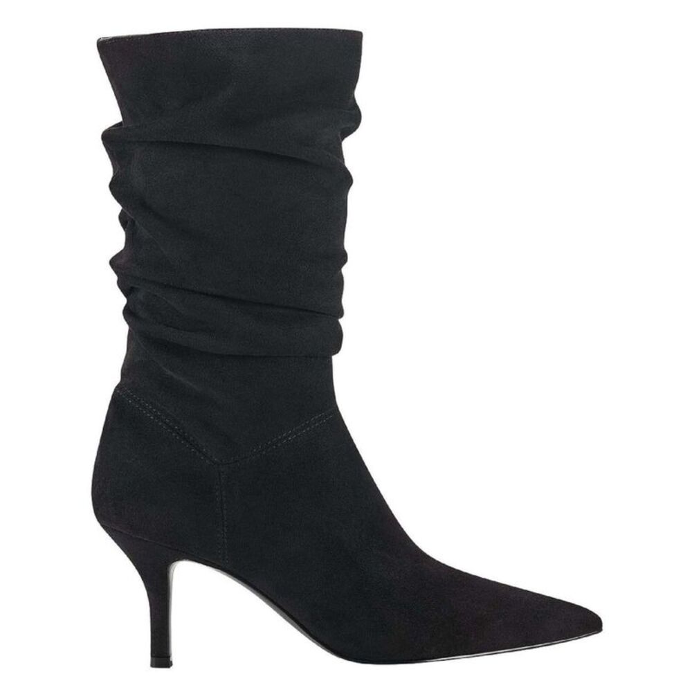 MARC FISHER Womens Black Ruched Manya Pointed Toe Stiletto Slouch Boot 5 M